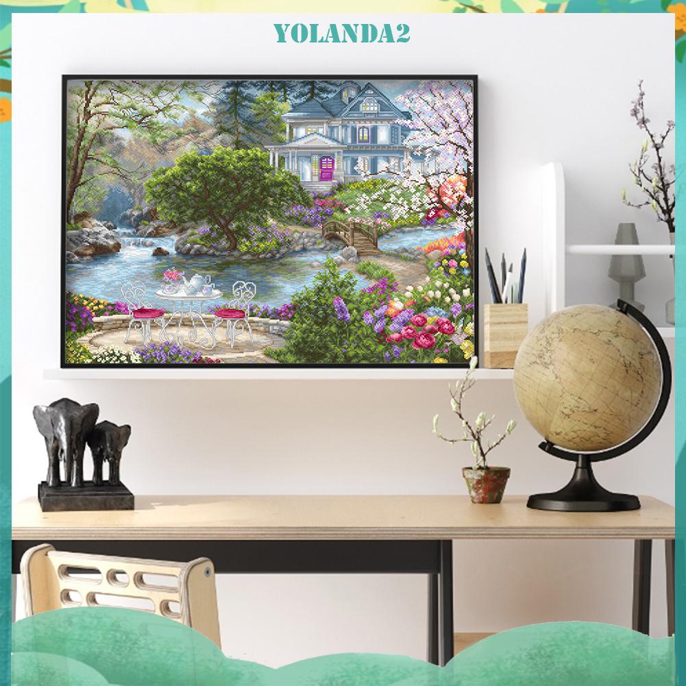 Bộ tranh thêu chữ thập hình biệt thự 11ct