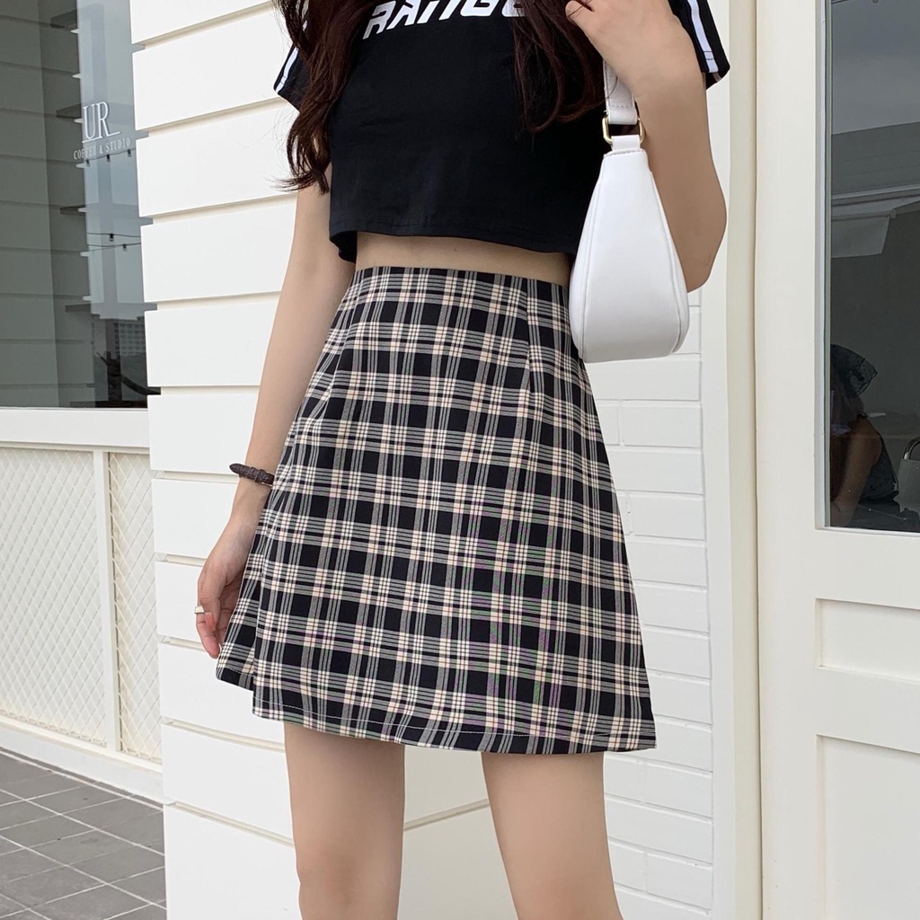 Chân Váy Chữ A Lưng Cao Họa Tiết Kẻ Sọc Thời Trang Hàn Quốc Size s-3XL sc3573