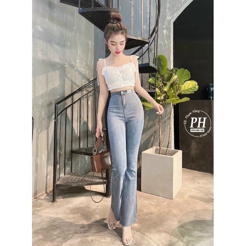 Quần Jeans Dài Ống Loe , chất giãn lên phom dáng cực chuẩn hack chân dài miên man