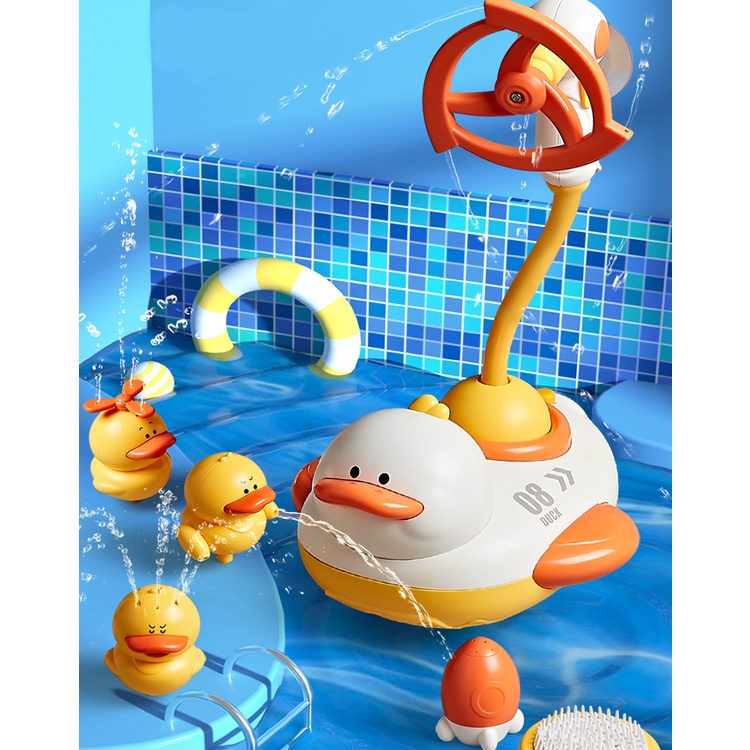 Đồ chơi phòng tắm cho bé vịt con phun nước 5 chế độ phun siêu thích thú