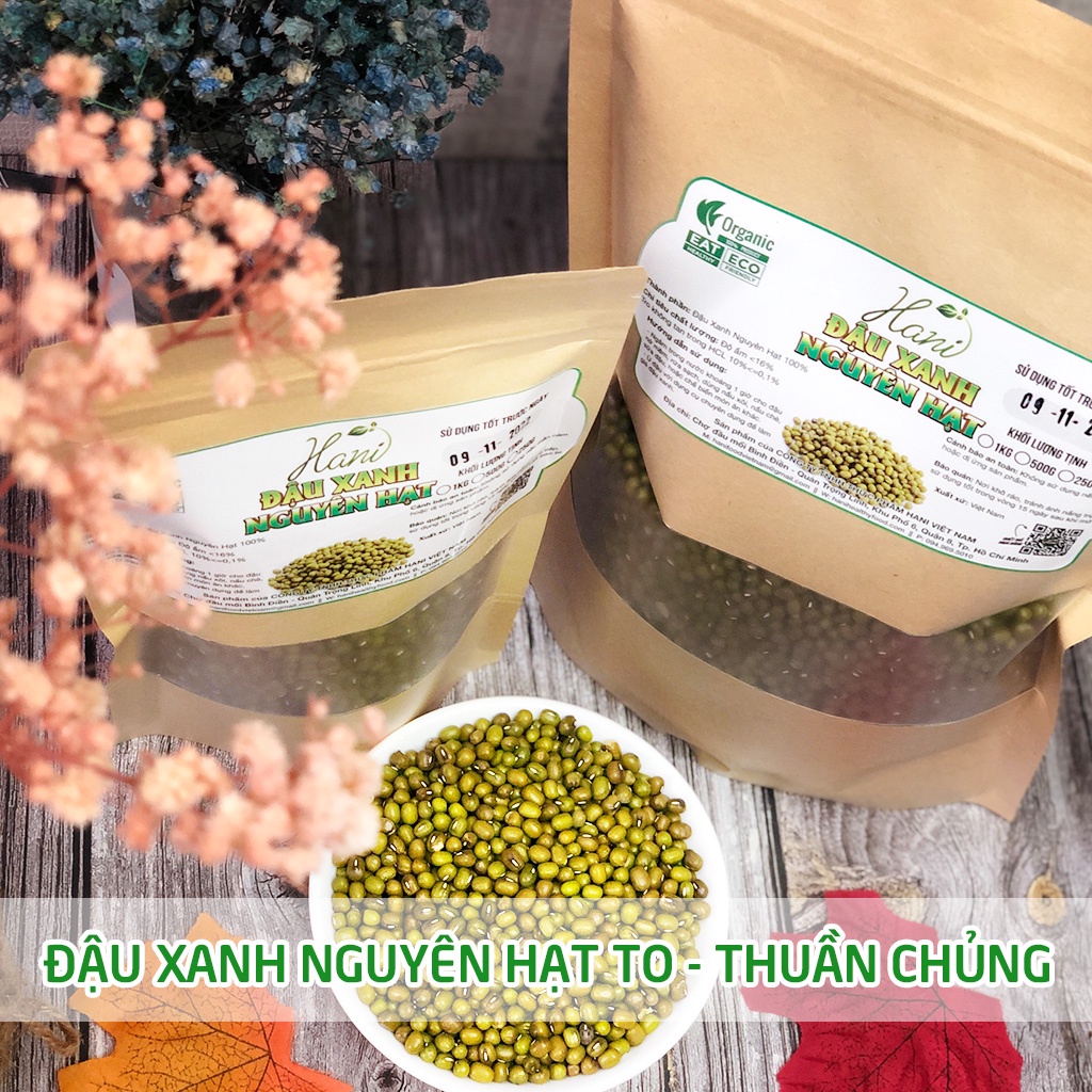 1kg Hạt Đậu Xanh/Đỗ Xanh Nguyên Hạt Sạch Hạt To, Giống Thuần, Làm Giá Đỗ, Nấu Chè ✔️ Dinh dưỡng HANI FOOD