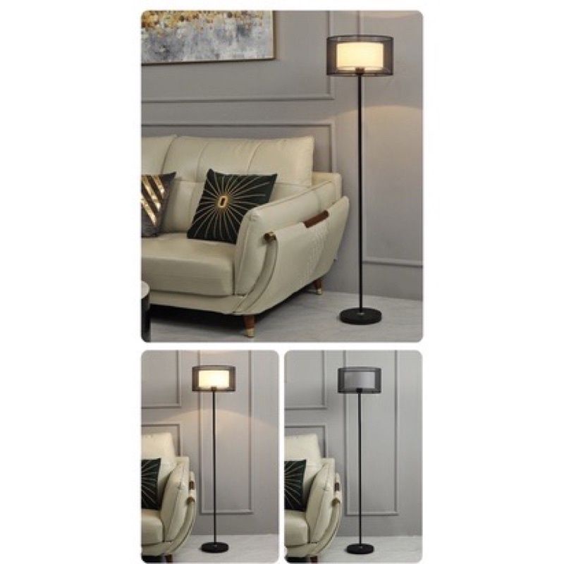 Đèn cây đứng trang trí chao trụ 2 tầng chao