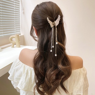 Kẹp Tóc Tua Rua Hình Bướm Đính Ngọc Trai Cao Cấp Thời Trang Cho Nữ