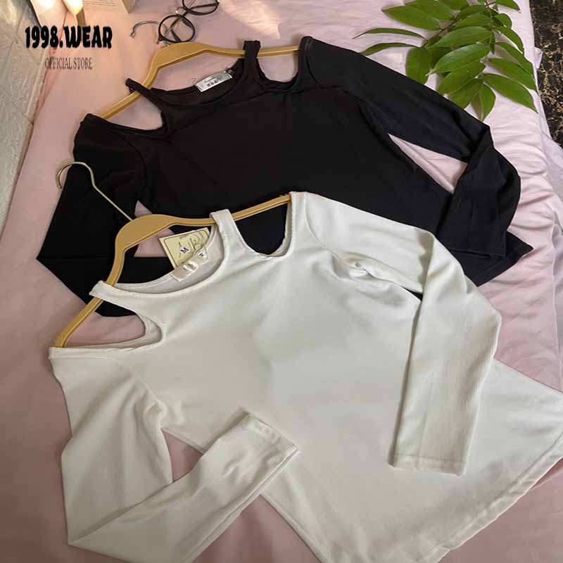 Áo len khoét vai tay dài ,áo khoét tay dài nữ  hở vai thiết kế,bành bèo,thời trang nữ1998.Wear