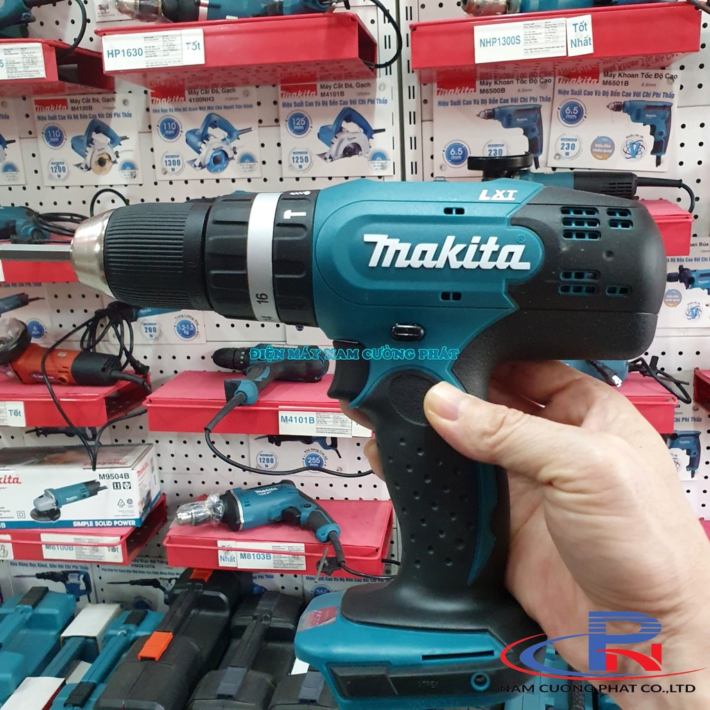 Máy khoan búa vặn vít dùng pin Makita DHP453SFX8