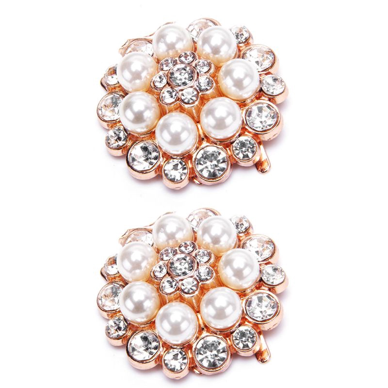 HAN❀ 2 Pcs Shoe Clip Shoes Decoration DIY High Heel Sandals Pearl Rhinestone Ornament Clips Buckle