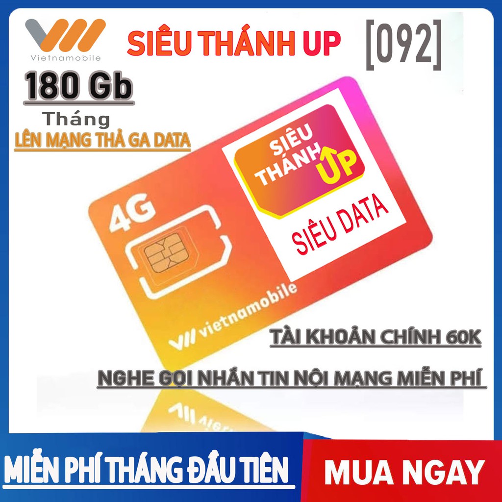 SIM 4G MAX Siêu Thánh UP Đầu Số 092 (Vietnammobile 2020)