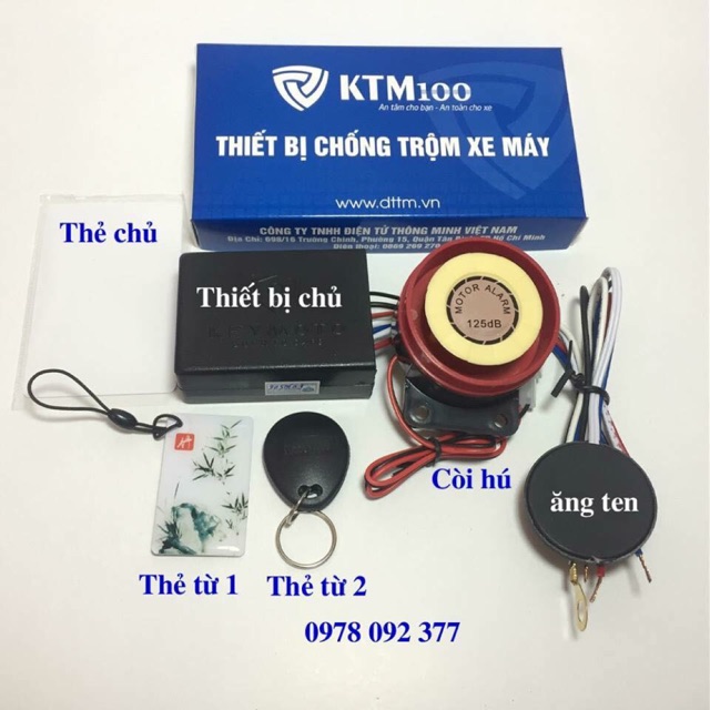 Bộ khoá chống trộm xe máy thẻ từ KTM100