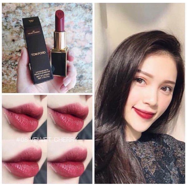 Son Lì TOM FORD 08 Velvet Chery Đỏ Rợu Chính Hãng