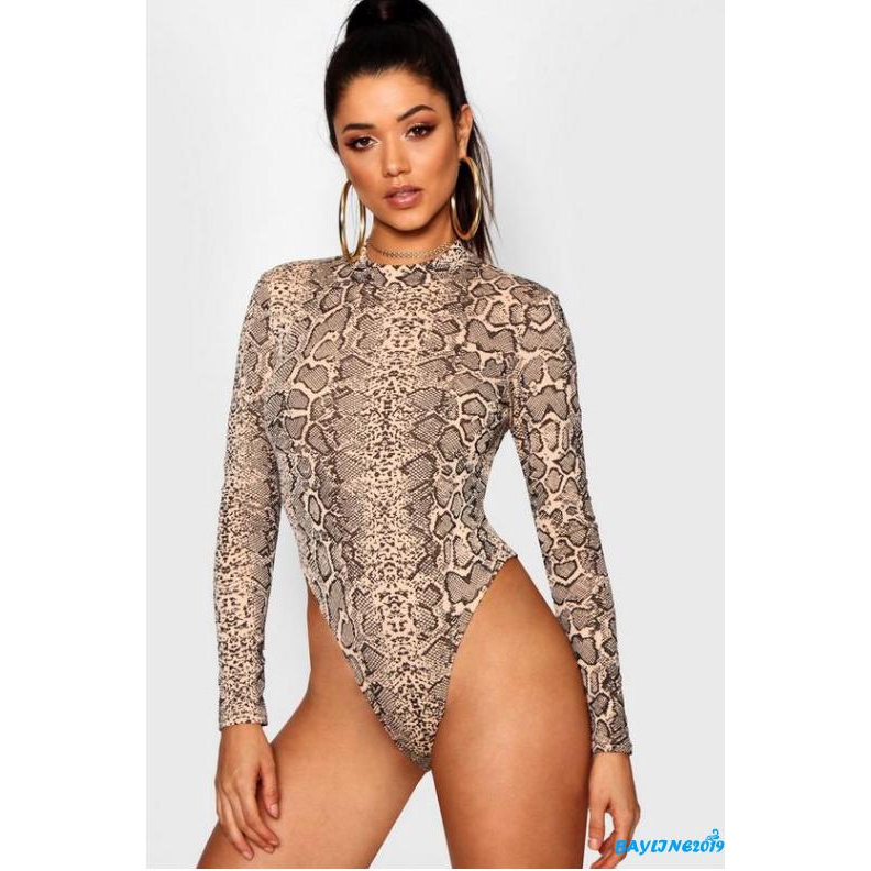 Áo liền quần tay dài họa tiết da rắn thời trang cho nữ