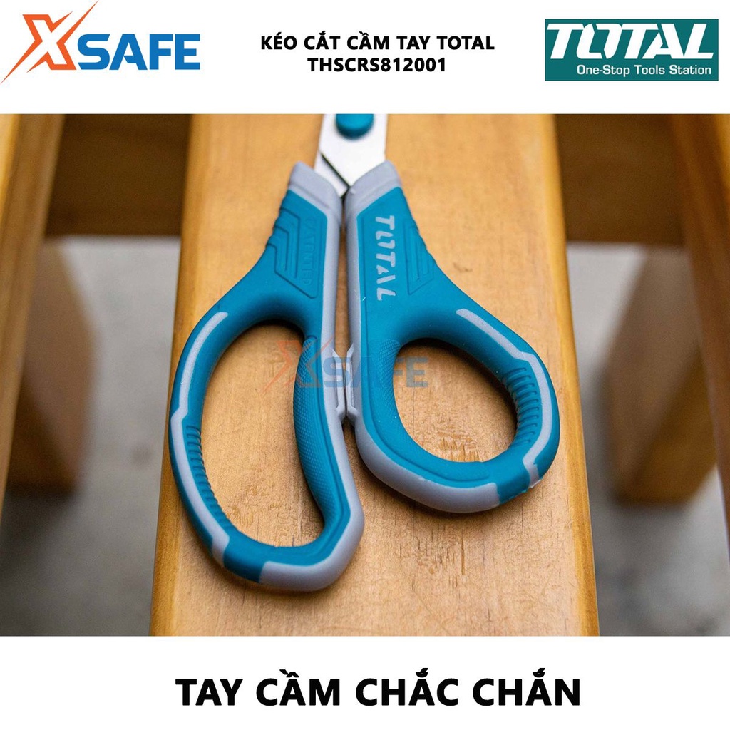 Kéo cắt giấy TOTAL chất liệu thép không gỉ, độ dày lưỡi cắt 2.5mm, tay cầm TOTAL kiểu dáng độc đáo - chính hãng