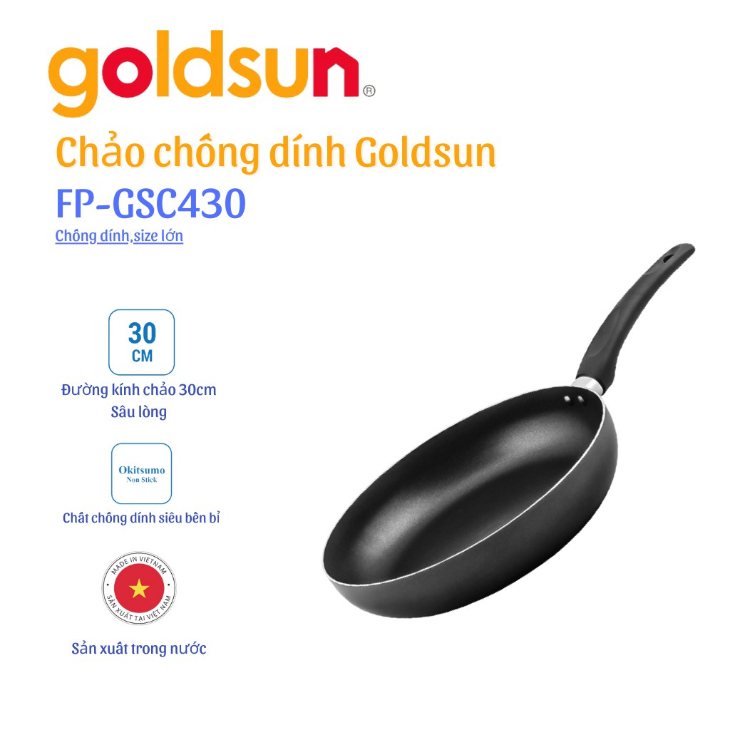 Chảo Chống Dính dẫn nhiệt tốt GoldSun 30cm FP-GSC430 Hàng chính hãng