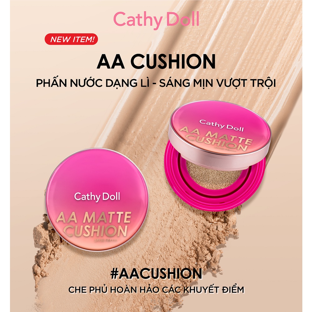 Phấn nước dạng lì Cathy Doll AA Matte Cushion SPF50+++ Acne and Sebum Control 10g che phủ khuyết điểm