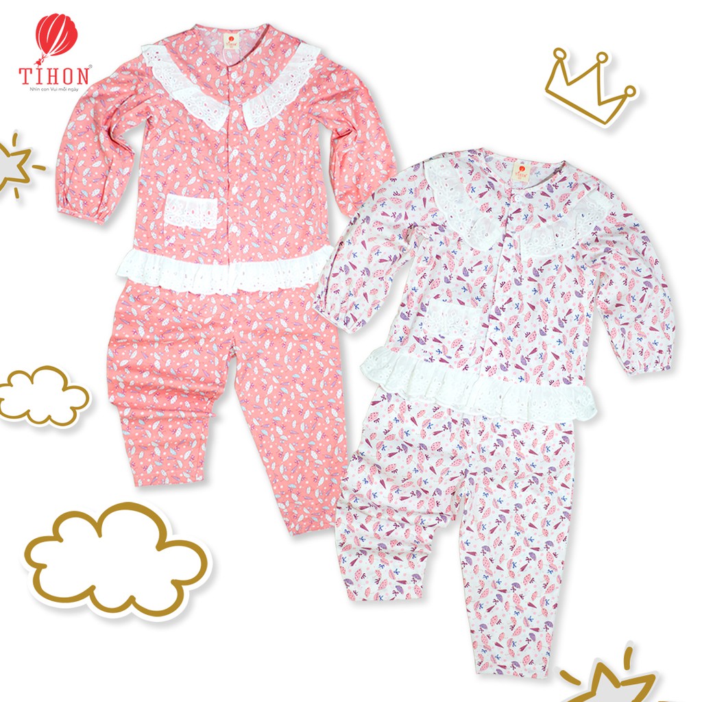 Bộ Đồ Ngủ Pijama Xinh Xắn Cho Bé Gái TIHON Thời Trang Trẻ Em Cao Cấp I Set082044