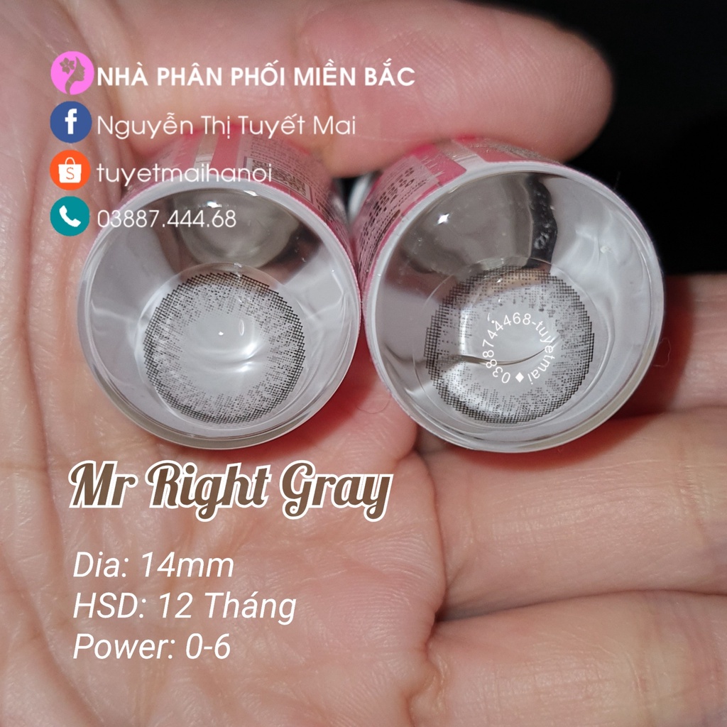 [ Ảnh Thật ] Lens Cận Màu Xám Tây Siêu Êm Siêu Mềm Mright Gray 14mm - Kính Áp Tròng Hàn Quốc Vassen Sexy Me