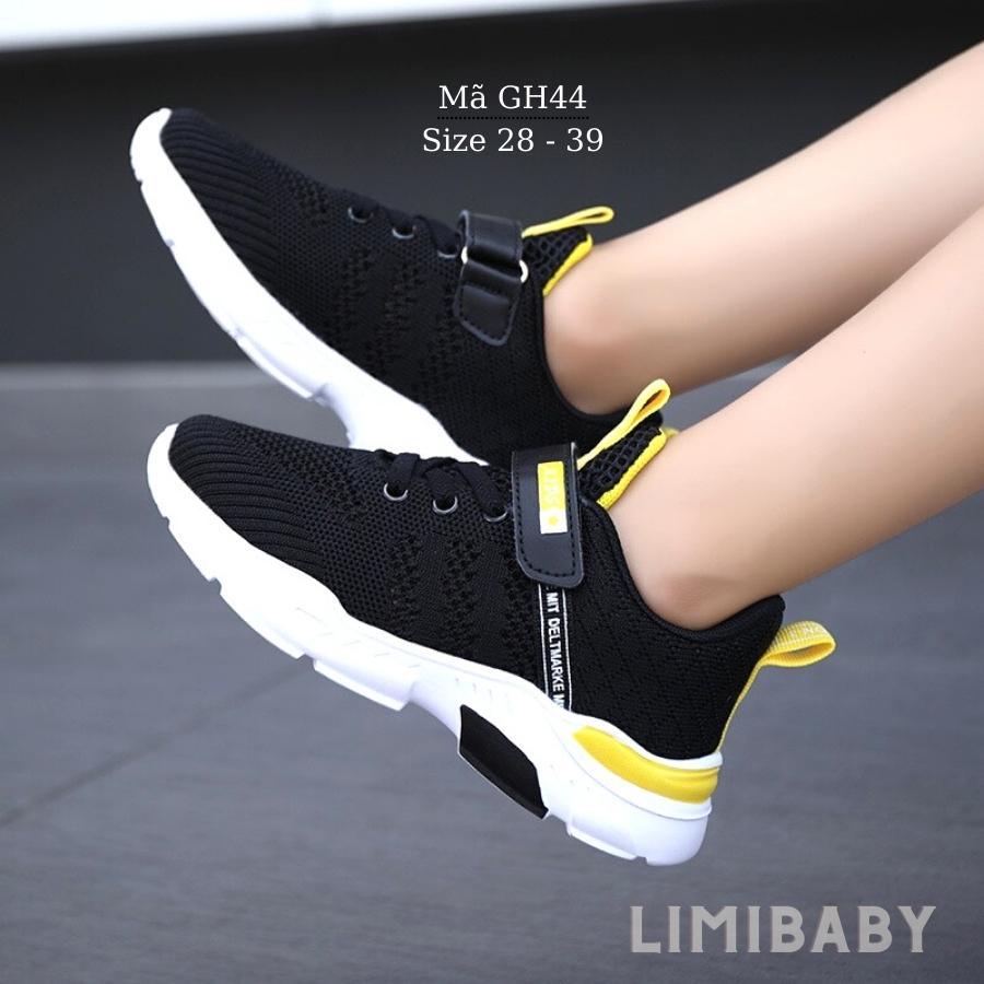 Giày thể thao màu đen cho bé trai 4 - 12 tuổi giày trẻ em phong cách khỏe khoắn năng động đế siêu nhẹ chống trơn GH44