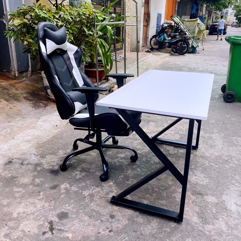Bàn làm việc, bàn học, bàn gaming, bàn chữ z,u,k. Mặt ván chống trầy xước.khung thép sơn 2k bền đẹp
