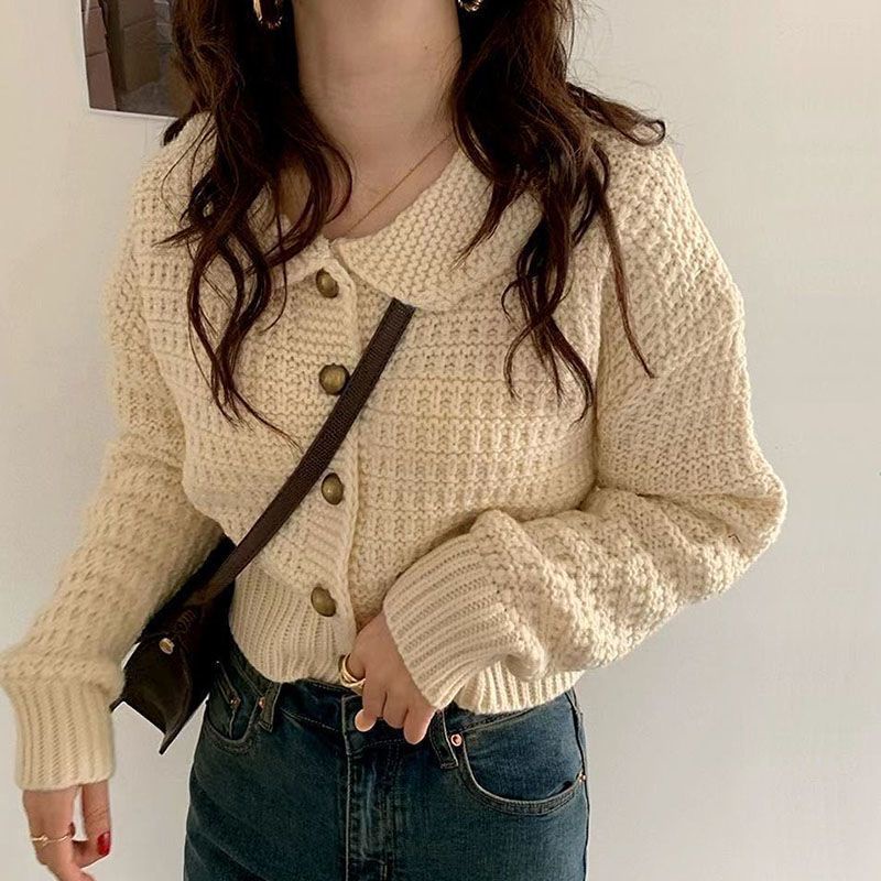 Áo Khoác Cardigan Dệt Kim Dáng Ôm Phong Cách Thời Trang Vintage Dành Cho Nữ
