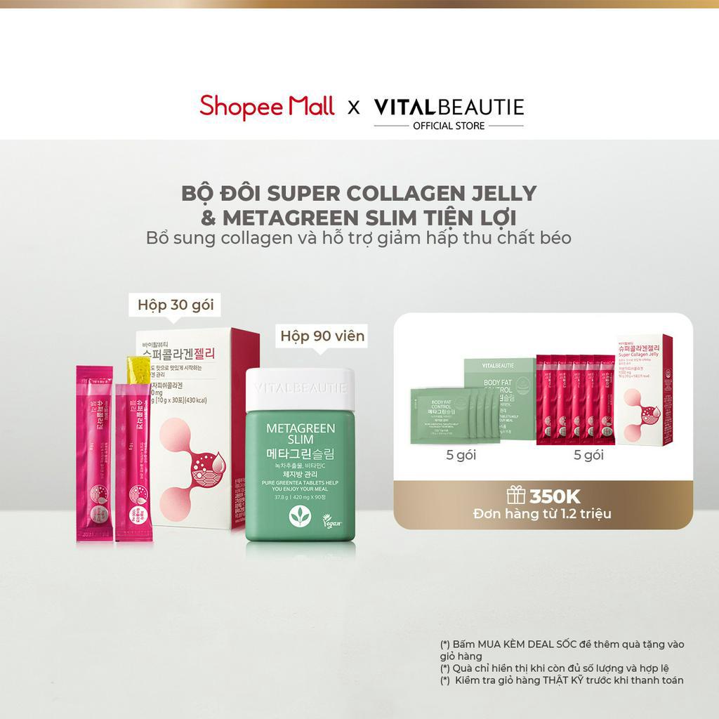 Bộ đôi Super Collagen Jelly (30 gói) & Metagreen Slim (90 viên) Vital Beautie