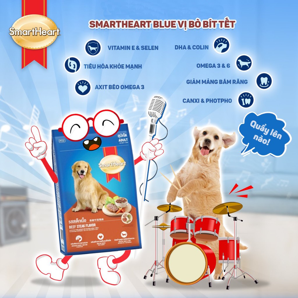 HẠT KHÔ SMARTHEART DÀNH CHO CHÓ TRƯỞNG THÀNH - VỊ BÒ NƯỚNG 400G