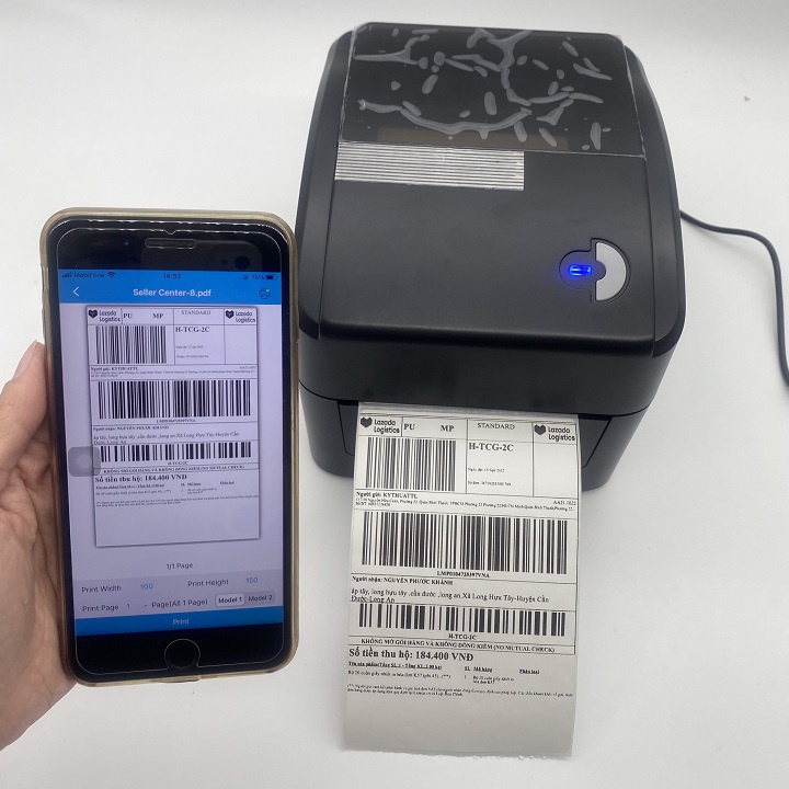 Máy in đơn hàng trên sàn TMĐT khổ A6&A7 XP-420B in bằng điện thoại iphone Adroid và máy tính PC qua LAN