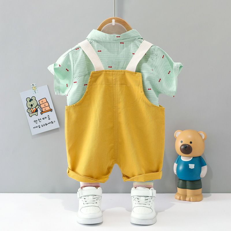 Bộ yếm kaki mềm cùng áo sơmi gấu Mialy Kids cho bé (8-17kg) - Áo sơmi cùng quần kaki mềm phong cách thể thao, năng động