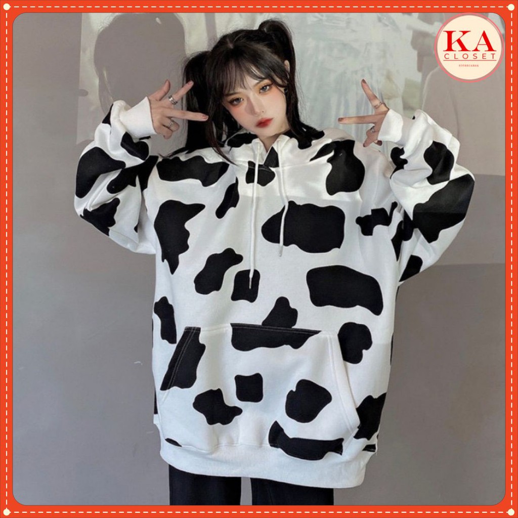 Áo hodi bò sữa KA Closet from rộng unisex nam nữ mặc được, hình in chuyển nhiệt 5d không nhòe
