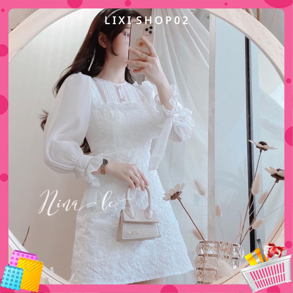 [Mẫu2021] Đầm nữ trắng gấm dự tiệc nữ màu trắng dạo phố cực xinh, vải may loại 1 mã [NANY]
