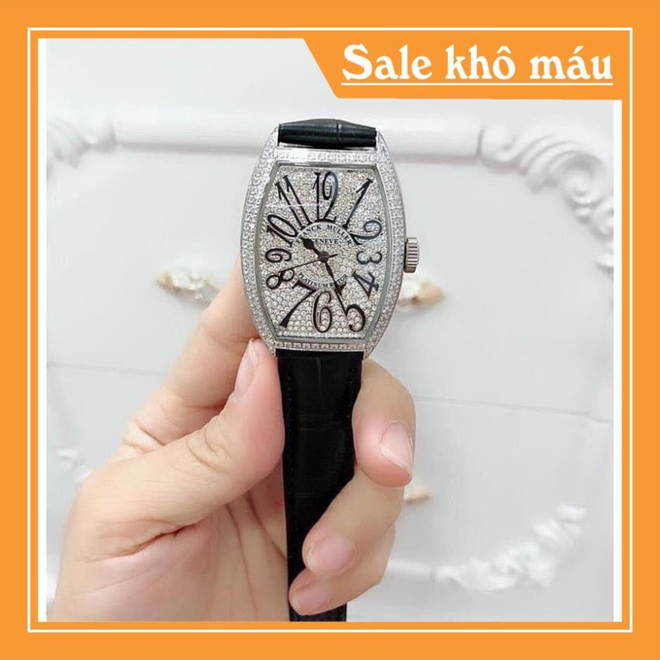 [Chất] (Thẻ bảo hành 12 tháng) (Franck muller) Đồng hồ nữ Franck muller full đá, dây da cao cấp  - F