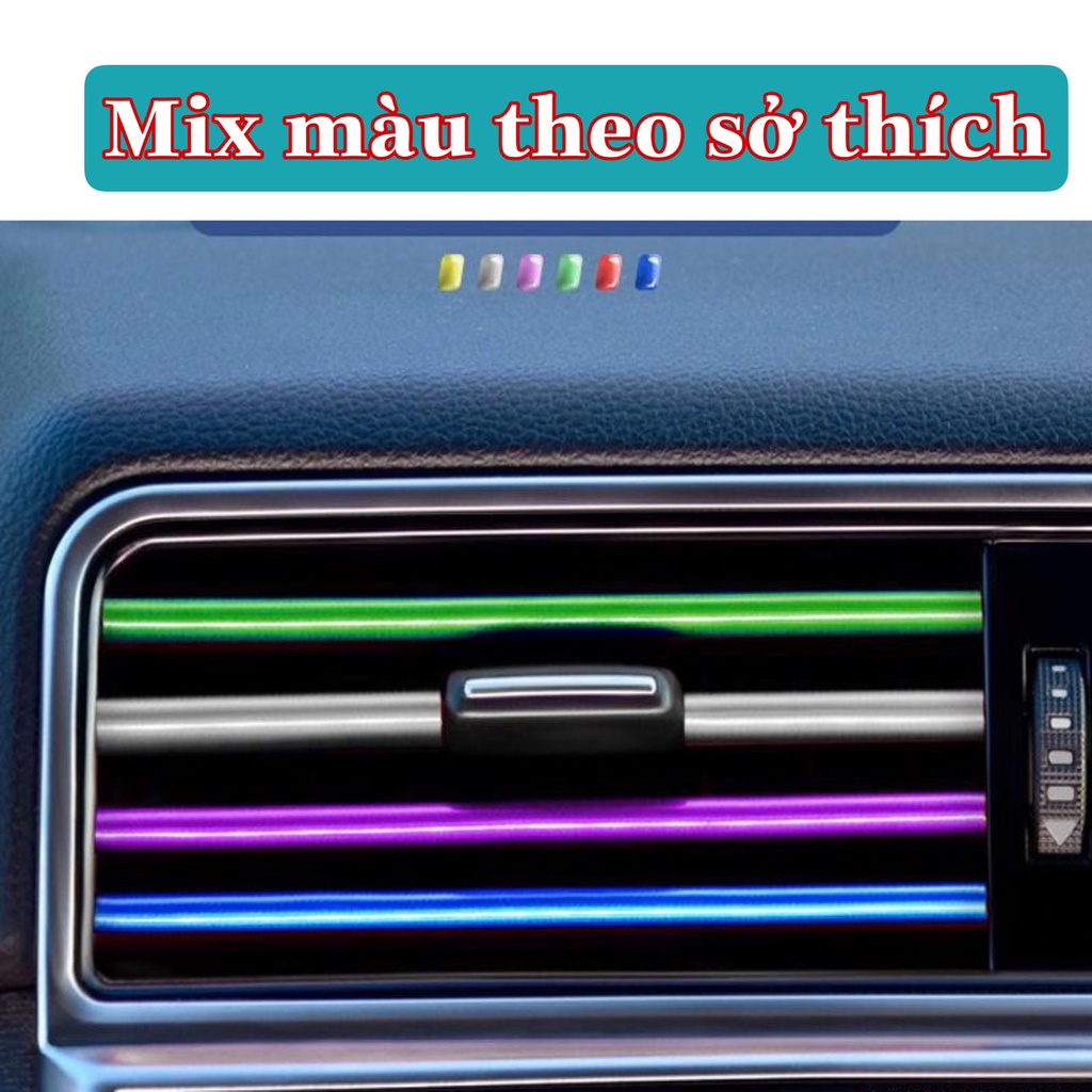 Bộ nẹp trang trí cửa gió điều hòa ô tô xe hơi chất liệu PVC dẻo mạ crom 3D nhiều màu dài 20cm