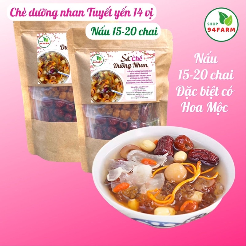 (Tặng 1 gói táo đỏ) Set Chè Dưỡng Nhan Tuyết Yến 350 gam Ít Đường - Set 20 chén giúp đẹp da, thanh lọc cơ t