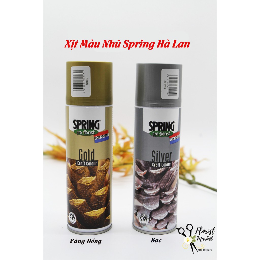 Xịt Màu Nhũ - Spring Hà Lan (Nhũ Ánh Kim kèm trong dung dịch sơn)