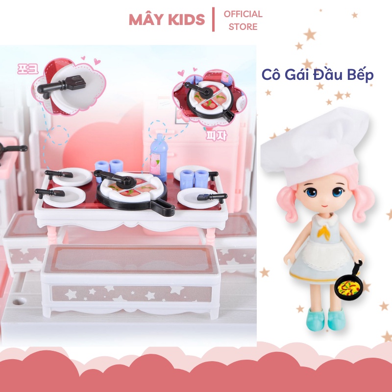 Bộ Đồ Chơi Ngôi Nhà Búp Bê Thông Minh Cho Bé Gái 3 Tầng Little World - Mây Kids
