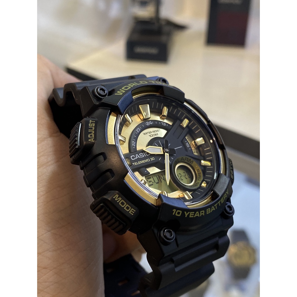 Đồng Hồ Nam Dây Nhựa Casio Worldtime AEQ-110BW-9A Chính Hãng - Pin 10 Năm - Chống nước 10m bơi lội