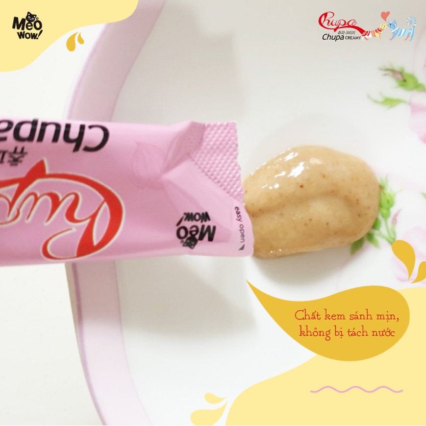 Chupa Creamy TUNA &amp; SALMON for cat ( 14g x 4pcs ) _ Xốt CÁ NGỪ &amp; CÁ HỒI cho mèo ( 14g x 4 tuýp )