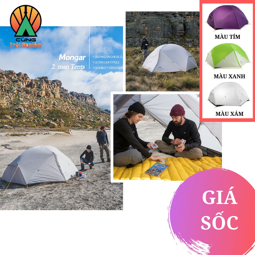 [CHÍNH HÃNG] Lều 2 Người Gấp Gọn Naturehike Chống Nước Chống Thấm Khung Hợp Kim Nhôm Cho Dã Ngoại Cắm Trại NH17T007-M