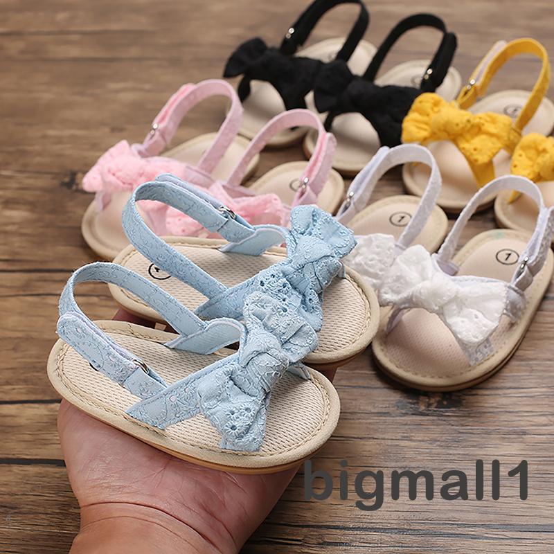 Xăng đan Đính Nơ Vải Cotton Chống Trượt Cho Bé 0-18 Tháng Tuổi