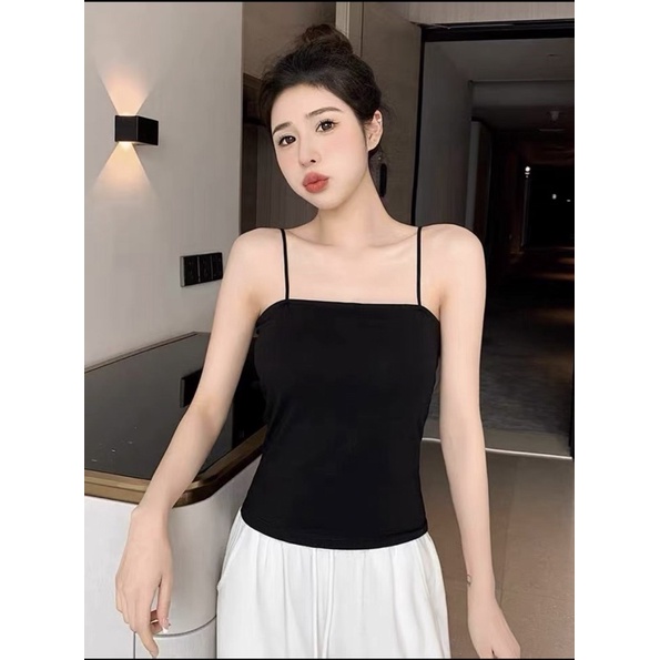 (50-100kg) Áo 2 dây bigsize Khuất Yến sexy co giãn 4 chiều chất len tăm mềm mát viền và quai ngang