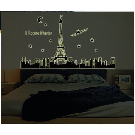 Decal dán tường  thành phố Paris( có dạ quang)