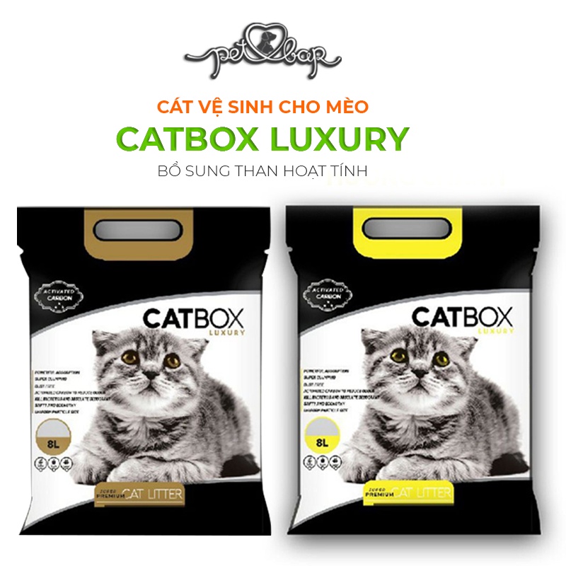 Cát vệ sinh cho mèo CATBOX dòng Luxury bổ sung than hoạt tính siêu vón và kiểm soát mùi vượt trội - 8L