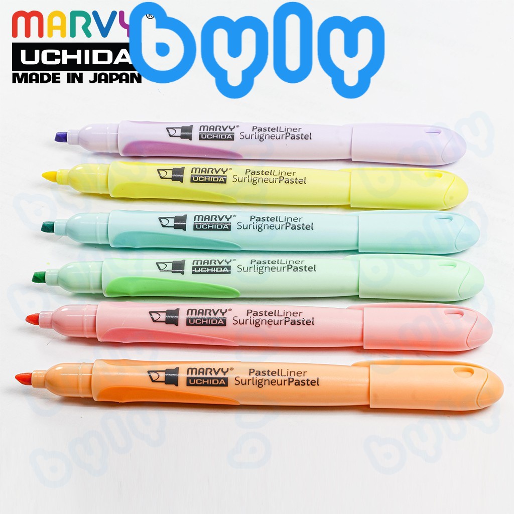 [Ship hoả tốc] Pastel Liner - Bộ bút đánh dấu màu pastel Marvy 8000-6P - ByLy Store