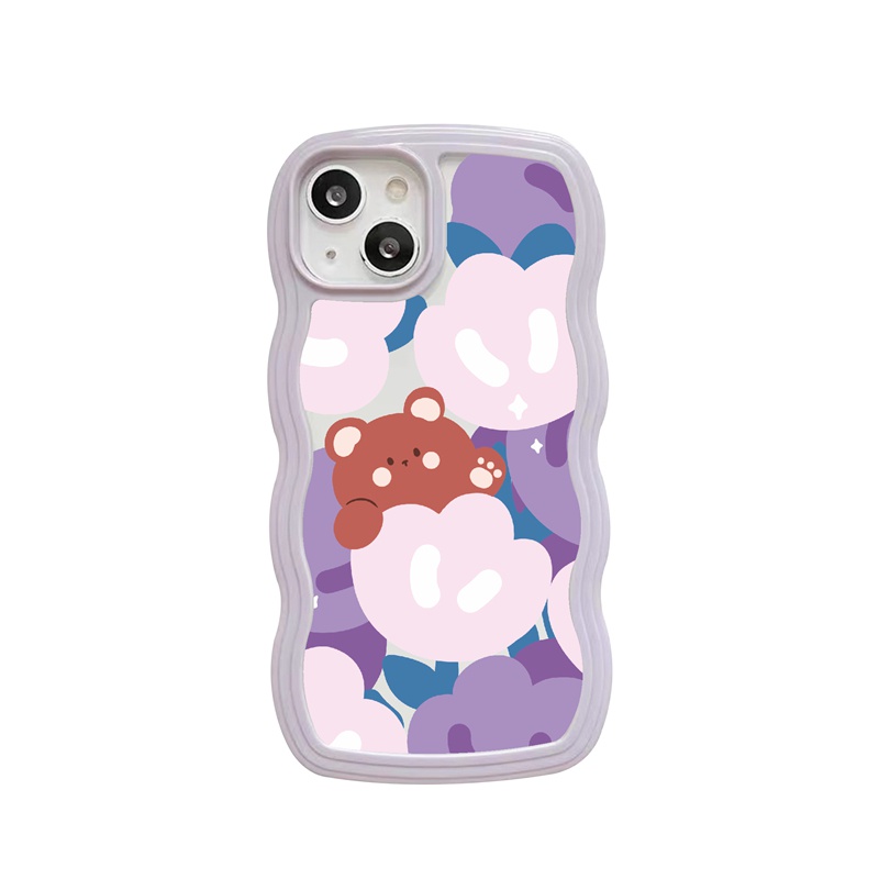 Suntaiho ốp lưng iphone Ốp điện thoại dẻo viền gợn sóng gấu/ thỏ và tulip thích hợp cho IPHONE 11 13 12 PRO MAX X XS MAX XR 7 8 PLUS