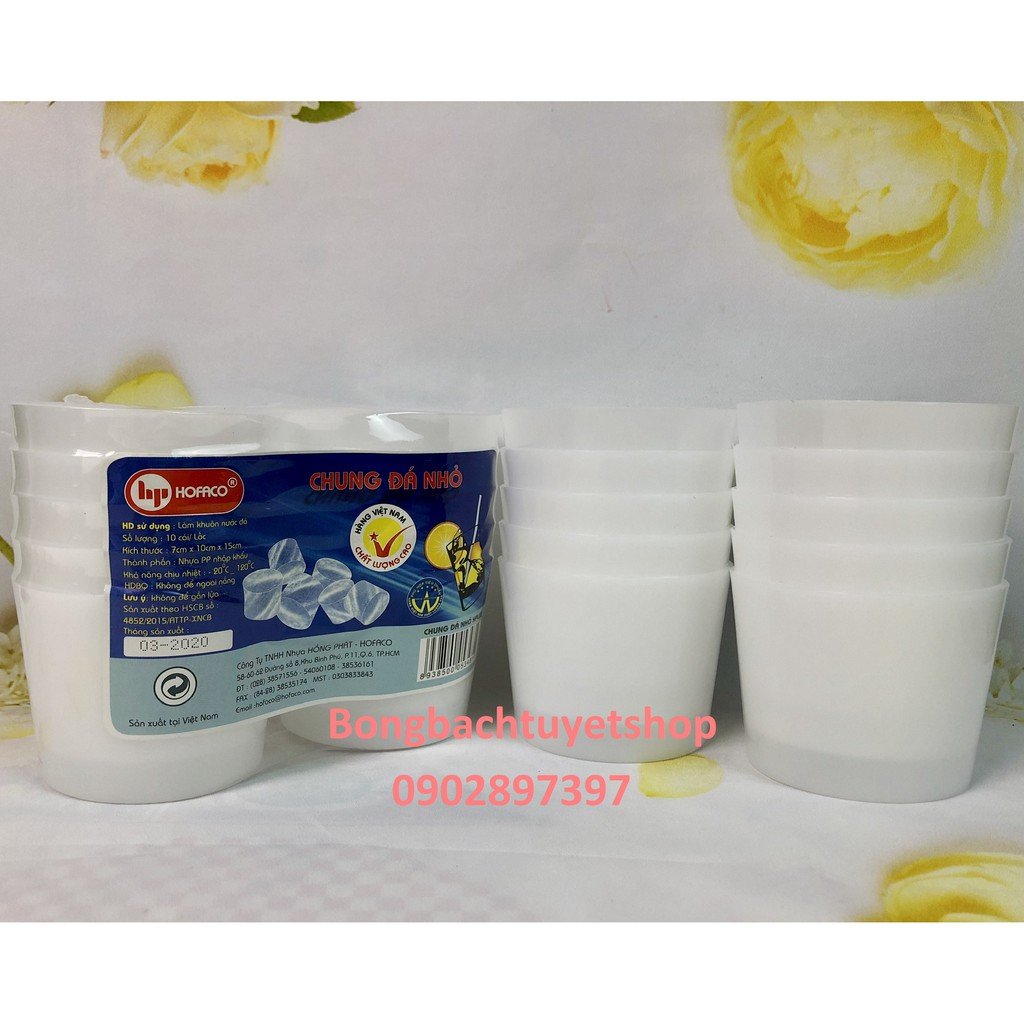 Combo 10 ly nhựa làm đá cao cấp - Chung làm đá bằng nhựa Hồng Phát Hofaco – Chung nhỏ HPL02