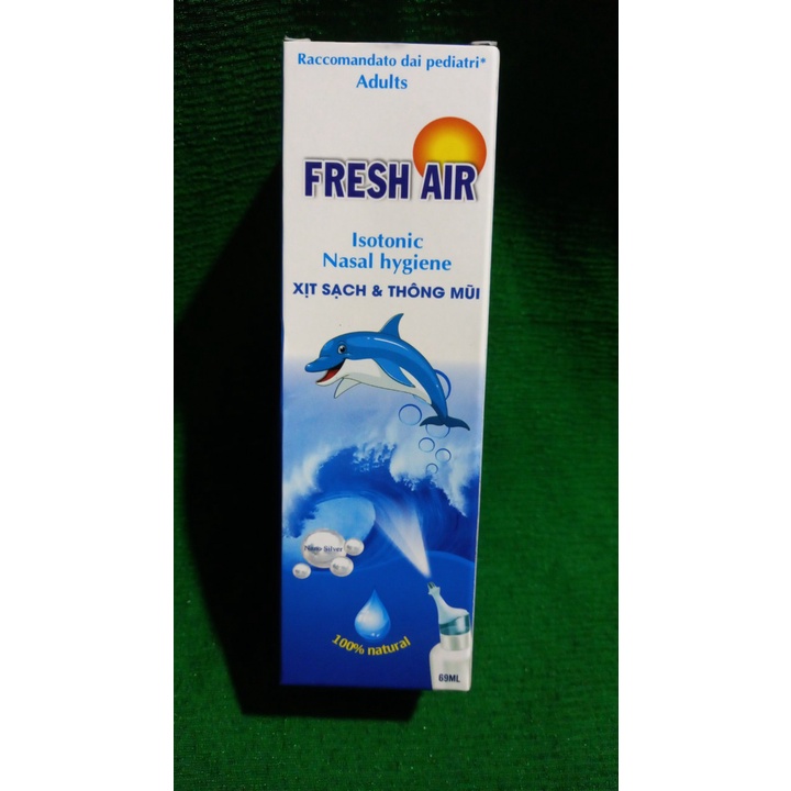 Xịt mũi cá heo xanh FRESH AIR xịt sạch &amp; thông mũi ( chai 69ml)