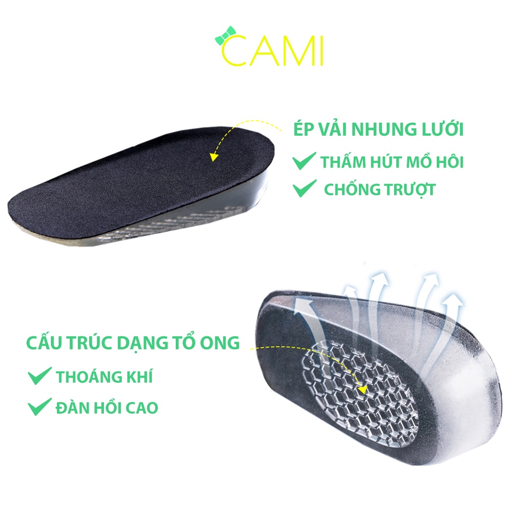 Lót tăng chiều cao chất liệu silicone nguyên khối, êm chân, tăng 3.5cm - Cami - CMPK217