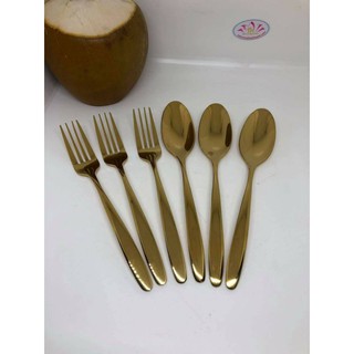Muỗng nĩa Costa vàng cao cấp inox 304