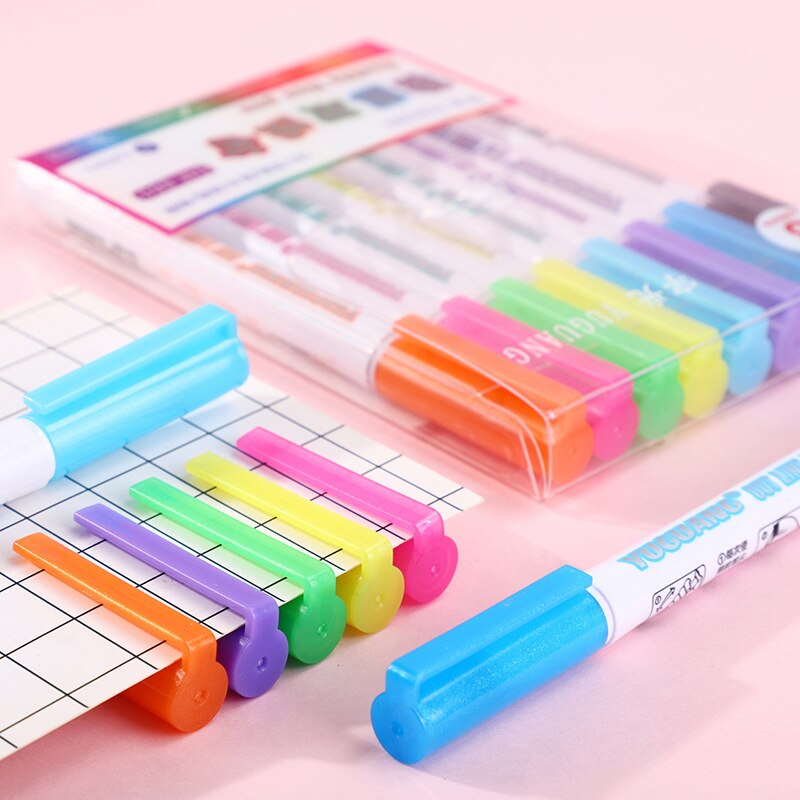 Bộ 8 bút lông dạ quang có nhũ nhiều màu sắc