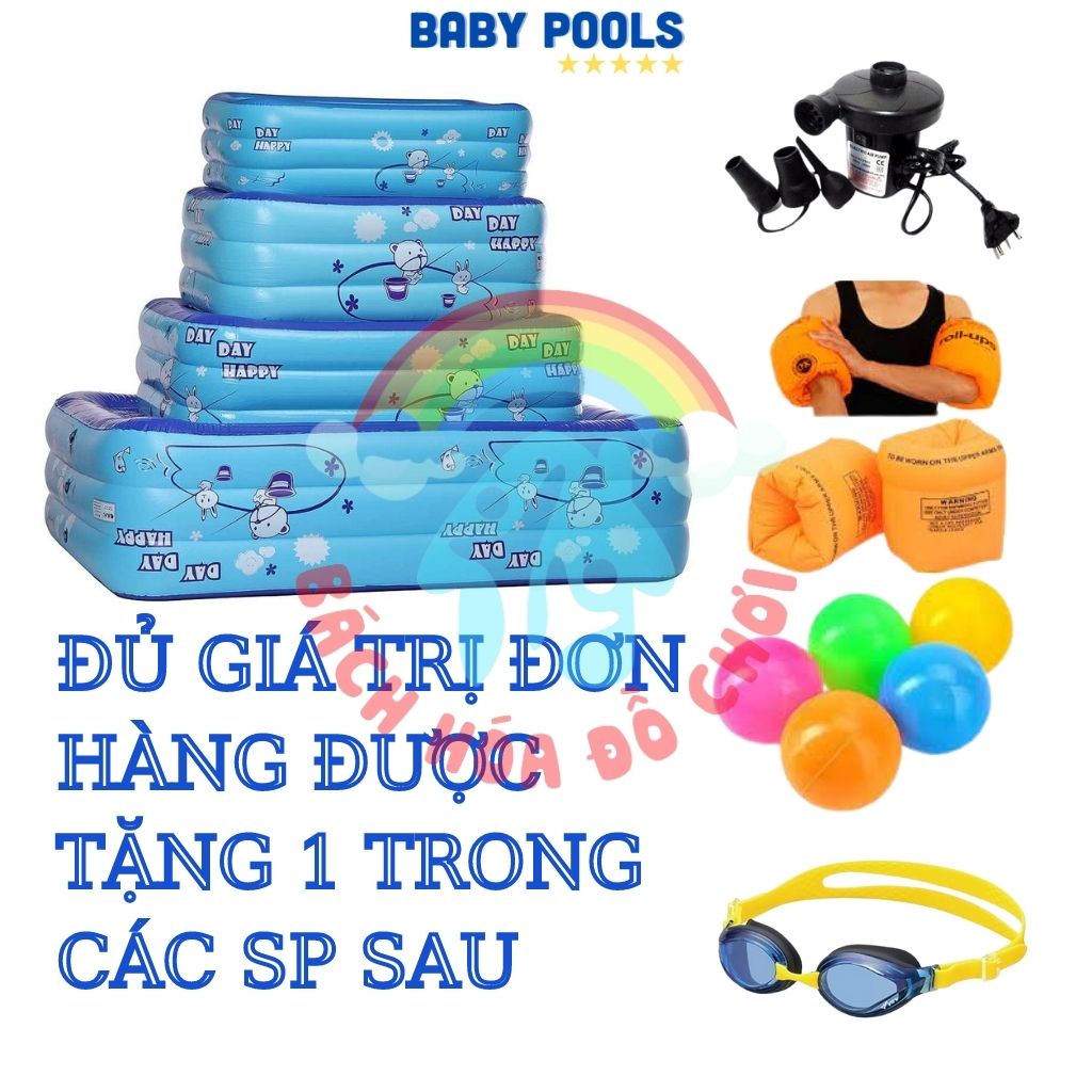 Bể bơi cho bé 𝑭𝑹𝑬𝑬𝑺𝑯𝑰𝑷 Mẫu siêu to 2m6-3 tầng, 3m-3 tầng TẶNG BỘ VÁ PHAO