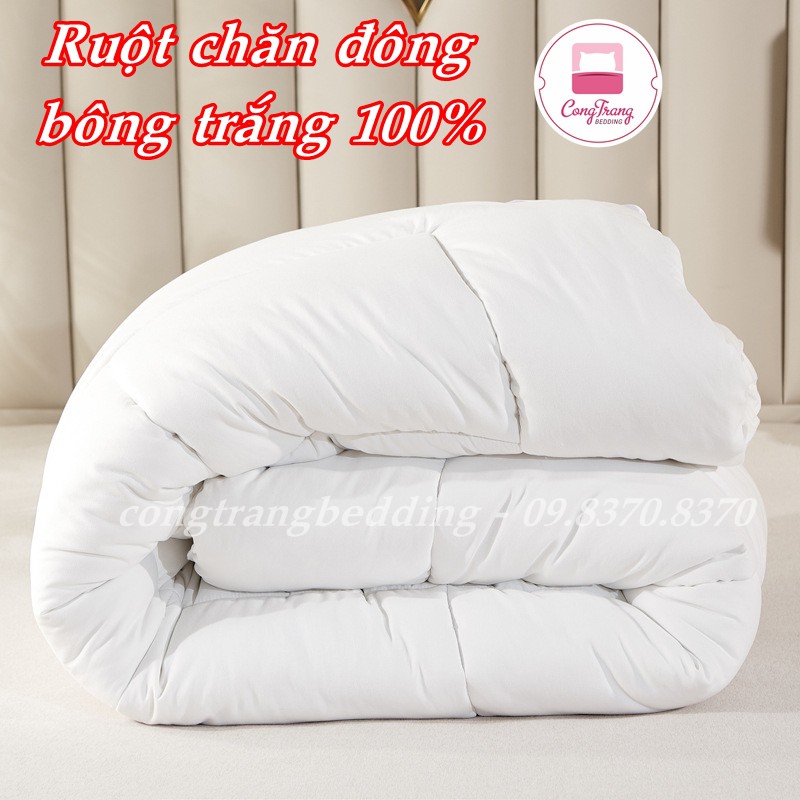 Ruột chăn hơi đại hàn cao cấp, ruột chăn bông siêu nhẹ, siêu ấm (Kèm túi đựng ) Vải đũi bông trắng sạch tinh khiết