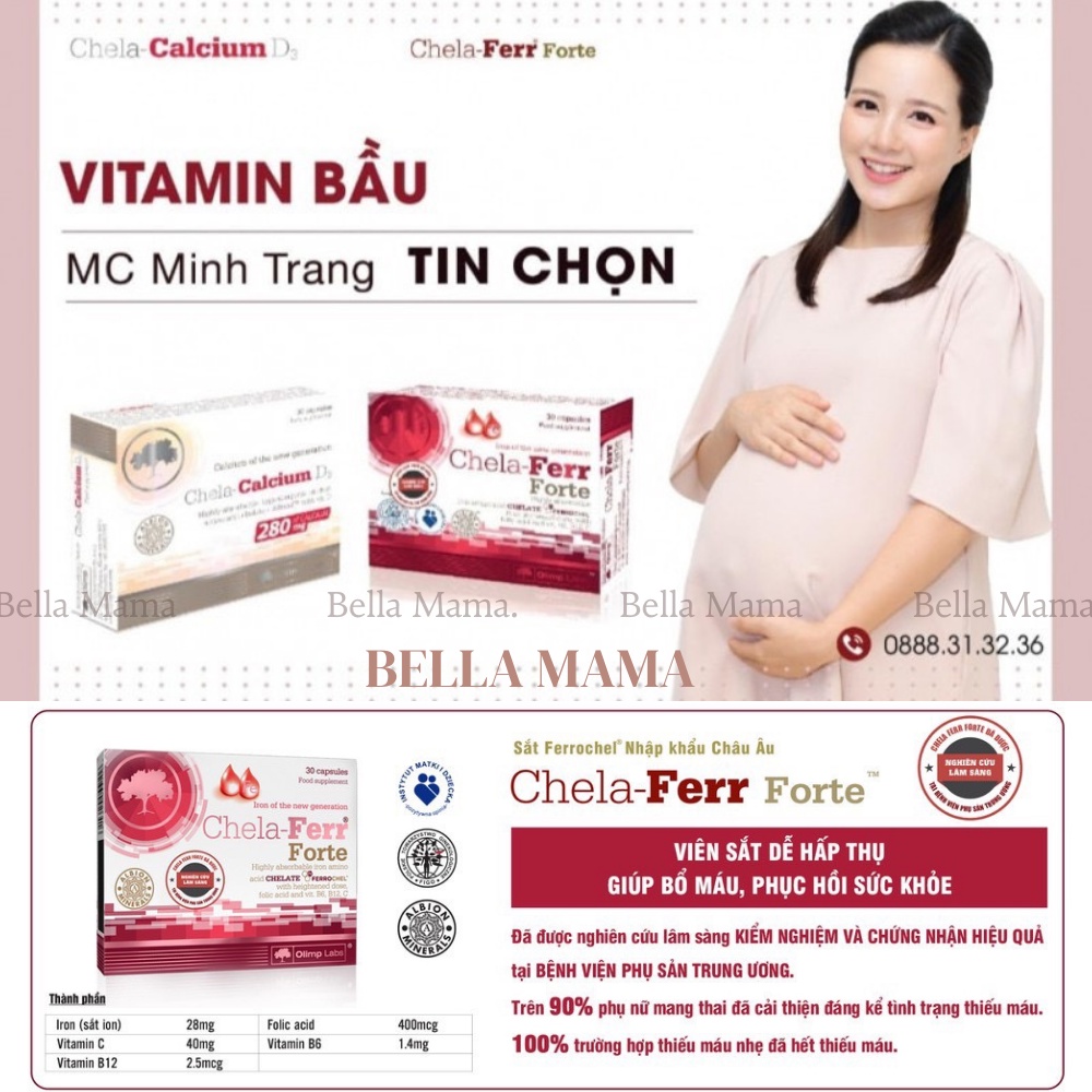 Sắt Chela-ferr® Forte  Viên Sắt Cho Bà Bầu Hỗ Trợ Bổ Sung Và Dễ Hấp Thu Sắt .bella Mama Phân Phối Chính Hãng